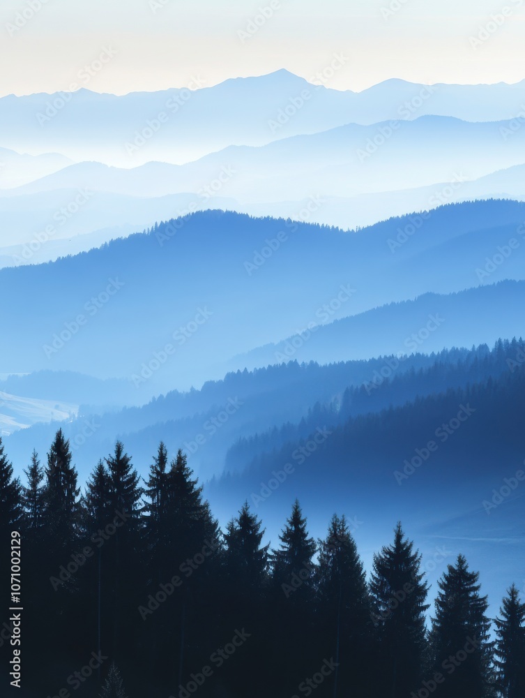 Naklejka premium Misty Mountain Range