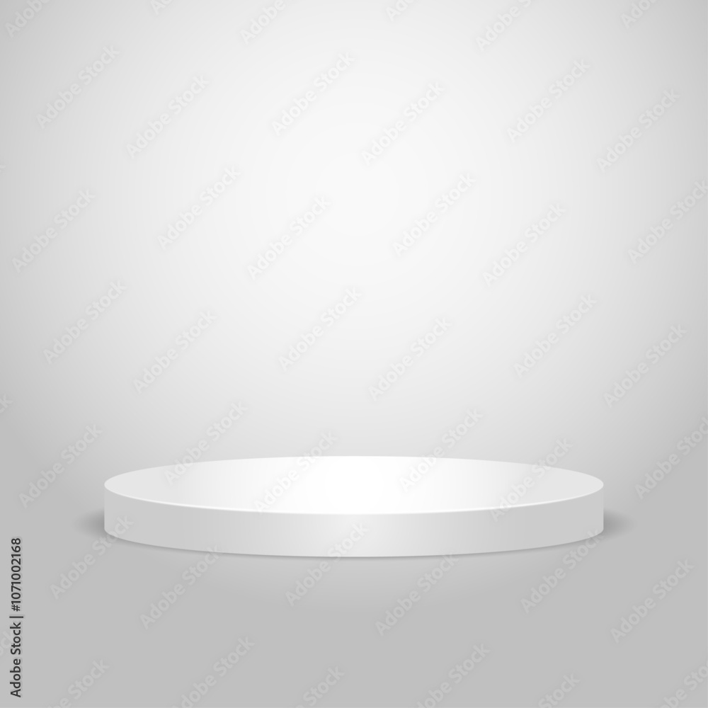 White podium on a light grey background. White pedestal. White podium on a light grey background. White pedestal.