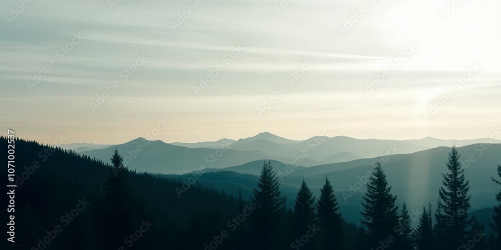 Obraz premium Misty Mountain Sunrise Panorama