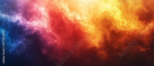 colorful gradient fire and smoke from dark purple to light yellow, bright and dramatic wallpaper with blank space for text. 