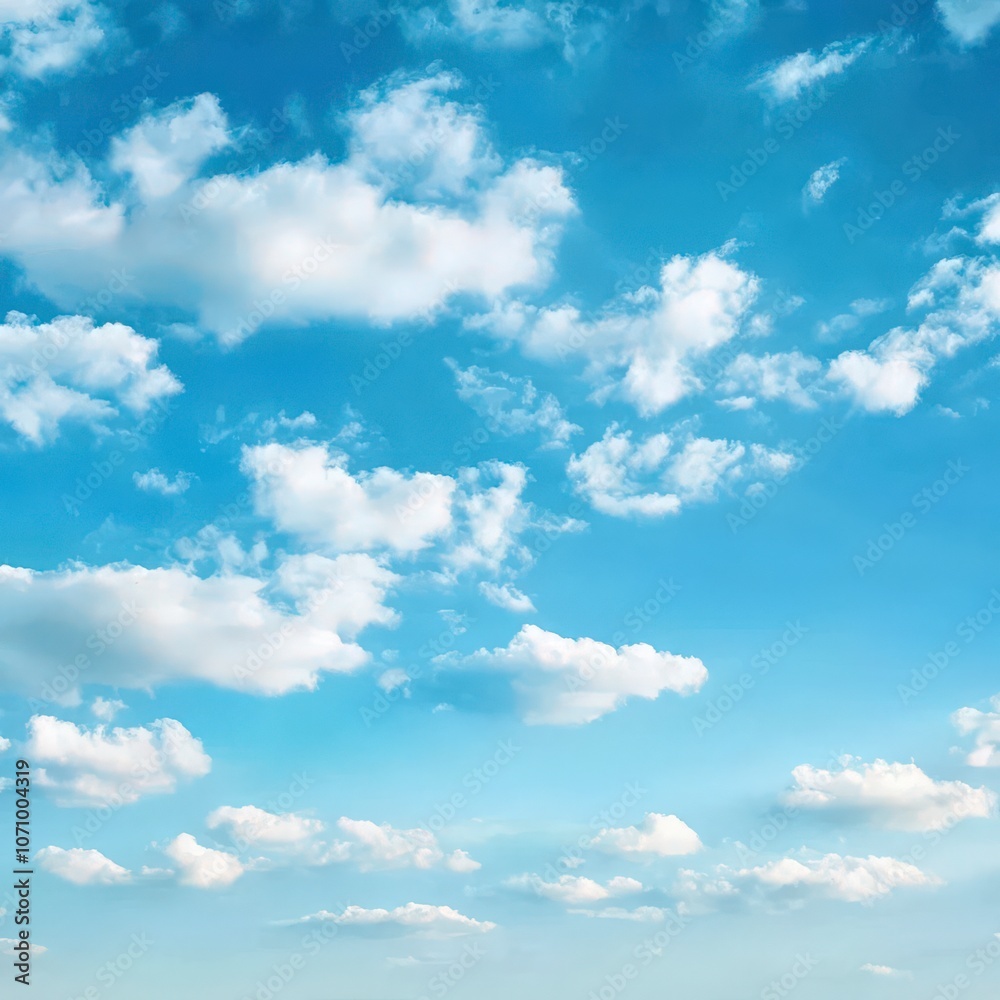 Naklejka premium Stunning Blue Sky with Fluffy Clouds