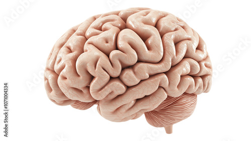 Colorful 3D model of a human brain isolated on white background. PNG transparent.
 photo