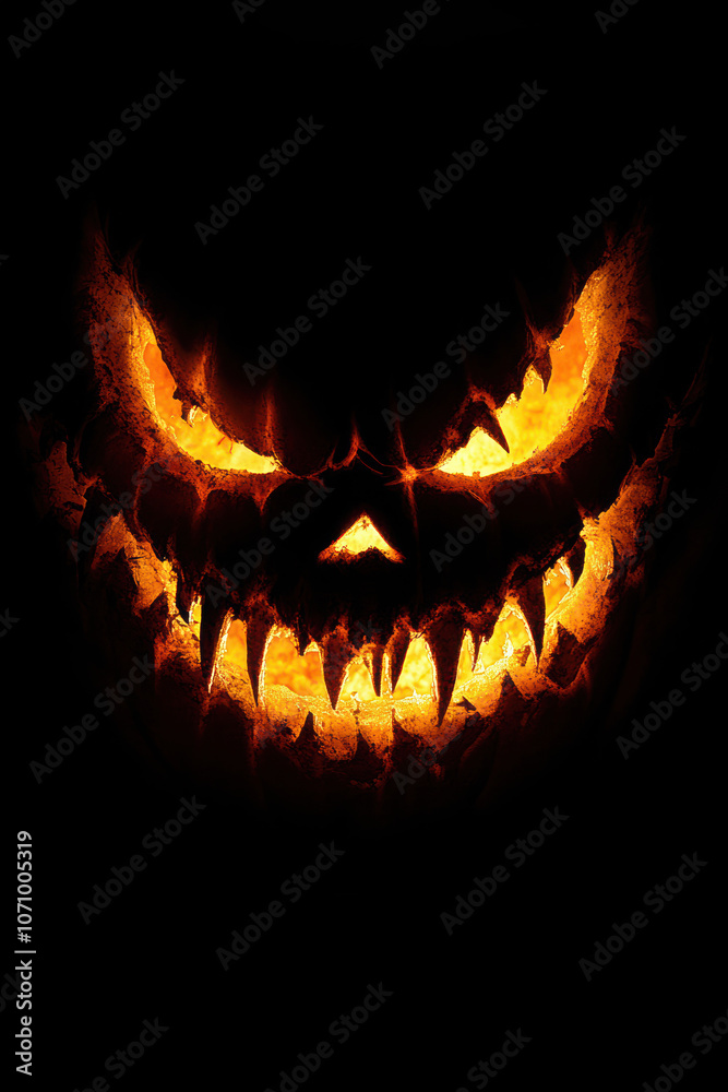 Naklejka premium Eerie Jack-o'-Lantern Candlelit Silhouette