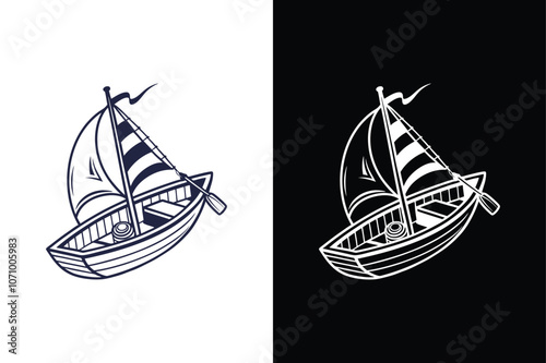 Ship and boat icon  on White Background Vector Art Illustration on white background.