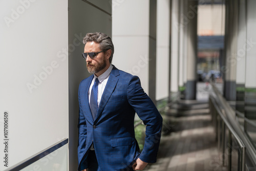 Confident businessman executive at business office. New goals. Business vision and leadership. Businessman in suit. Boss business man. Success of entrepreneur. Office manager