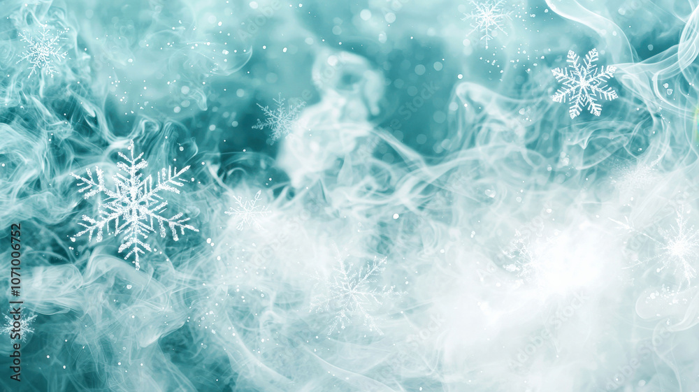 Soft white smoke trails with a bokeh effect of tiny, glowing snowflakes in the background, blending smoke with seasonal magic Soft white smoke trails with a bokeh effect of tiny, glowing snowflakes in the background, blending smoke with seasonal magic