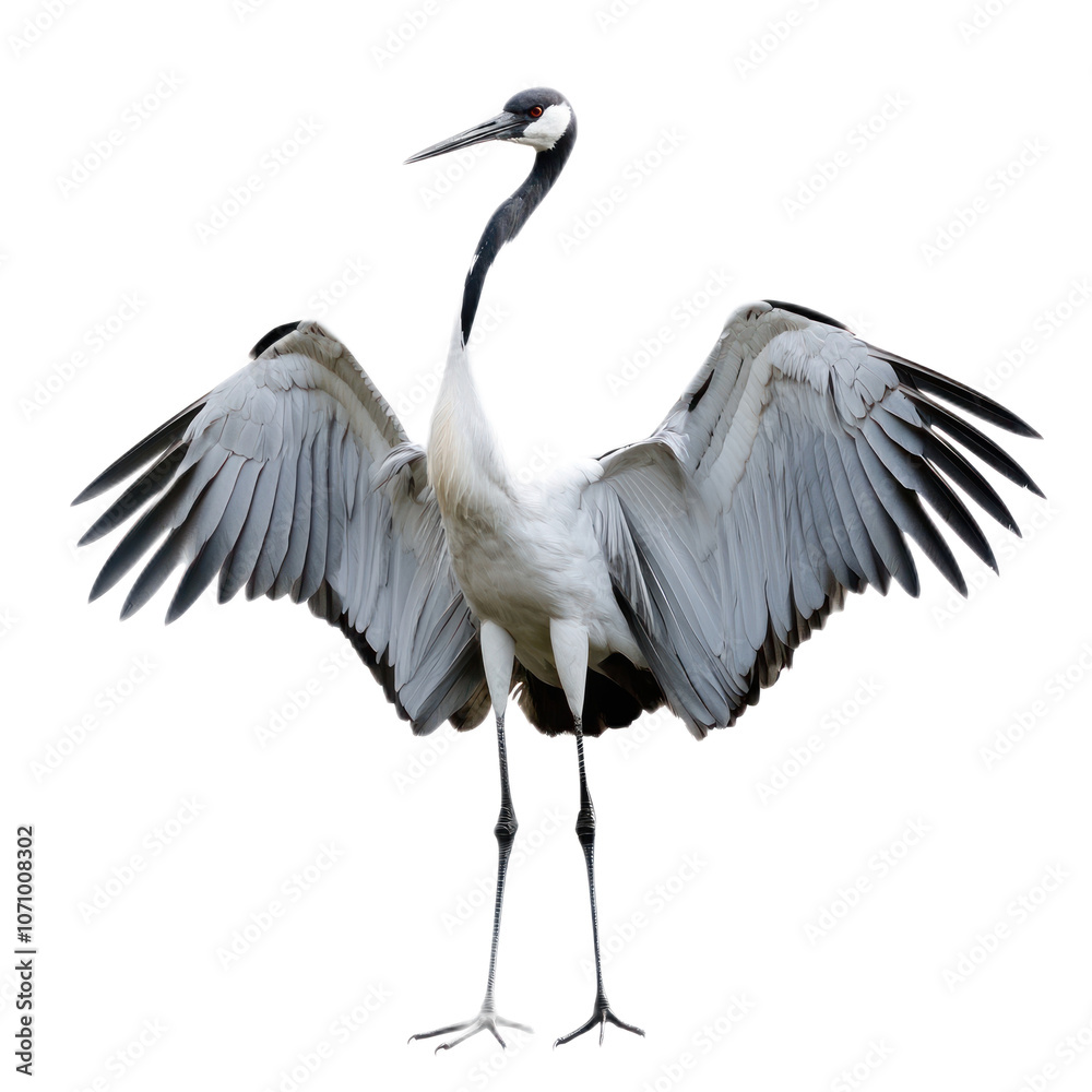 Majestic Grey Heron Displaying Wings in Nature Majestic Grey Heron Displaying Wings in Nature