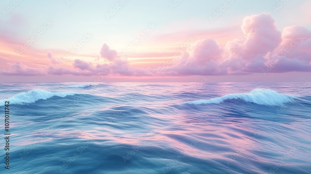 Fototapeta premium Peaceful ocean waves with pastel colors and soft reflections