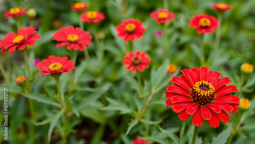 Bright red flower zinnia isolated