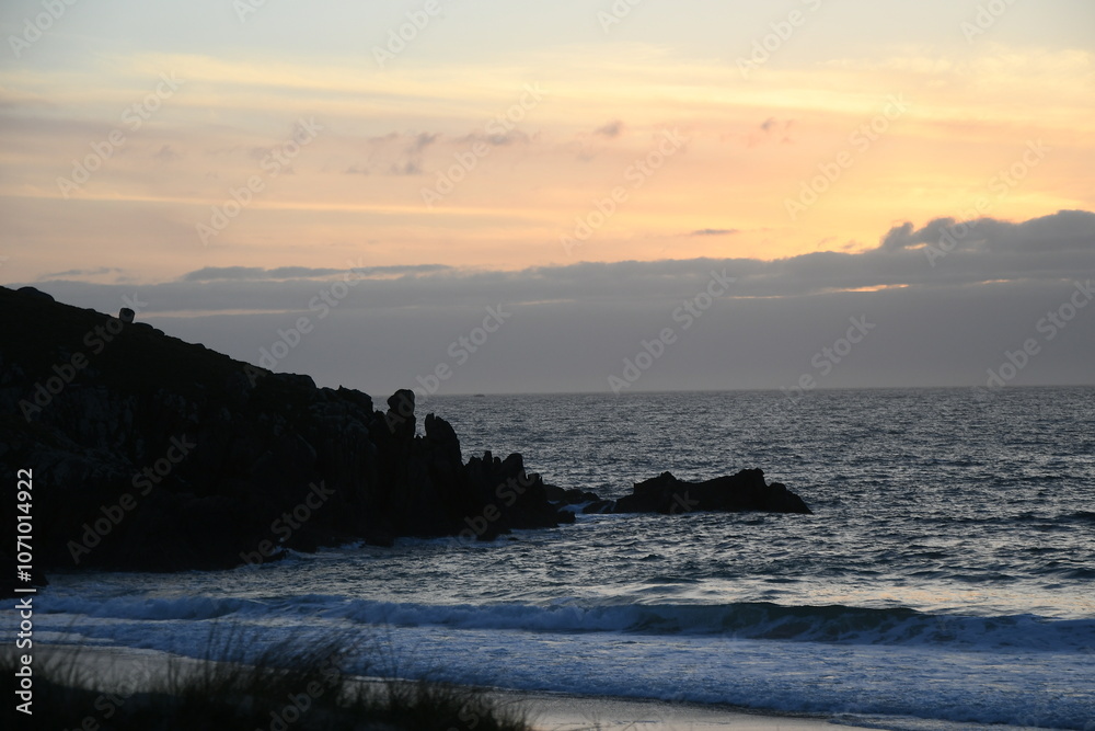 Obraz premium Atardecer en Punta Penencia, Doniños, Galicia, Spain