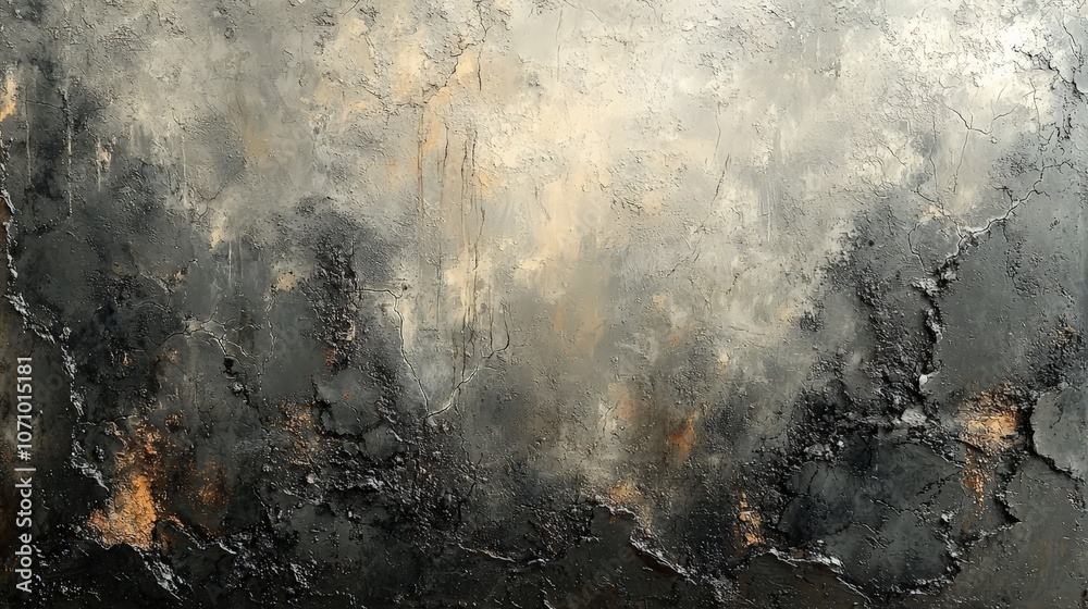 Abstract textured artwork featuring dark tones with hints of light and metallic accents. Abstract textured artwork featuring dark tones with hints of light and metallic accents.