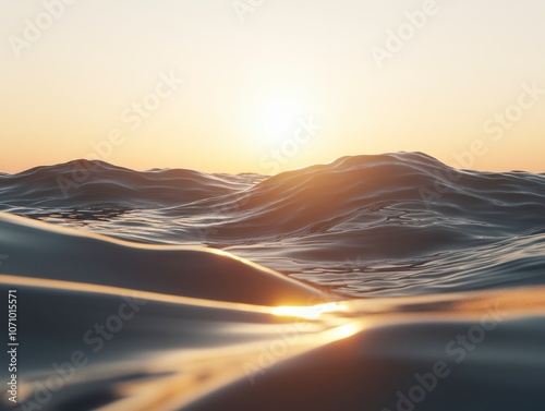 Golden Sunset on the Ocean Waves