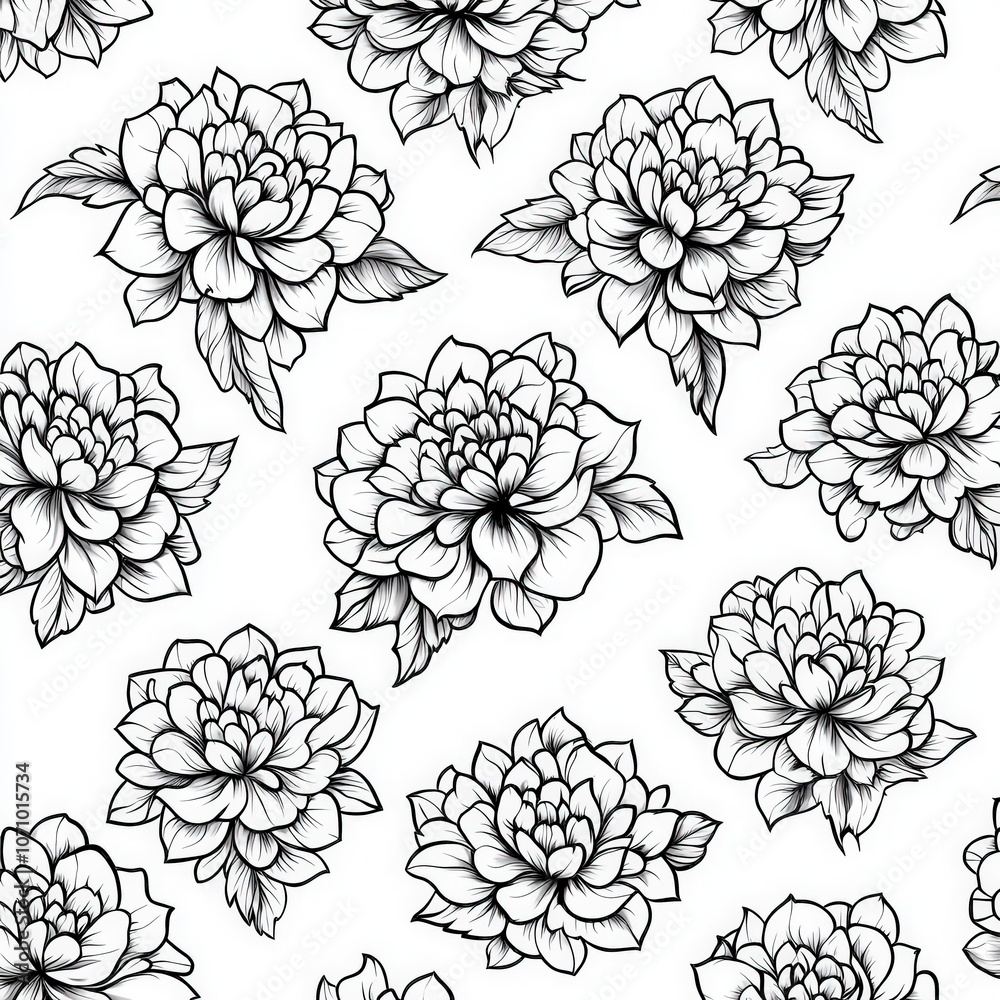 Beautiful Floral Line Art Pattern
