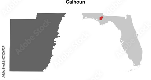 Calhoun County (Florida) blank outline map set