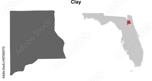 Clay County (Florida) blank outline map set