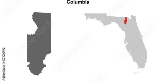 Columbia County (Florida) blank outline map set