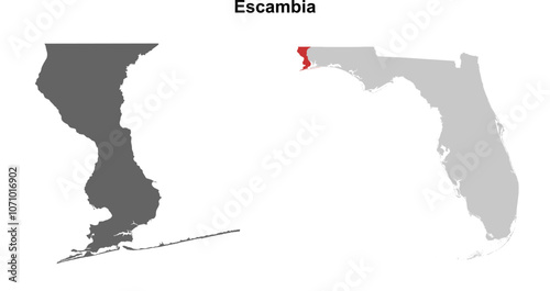 Escambia County (Florida) blank outline map set