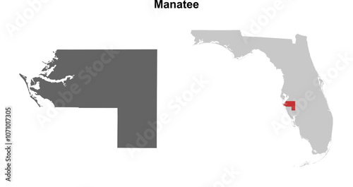 Manatee County (Florida) blank outline map set