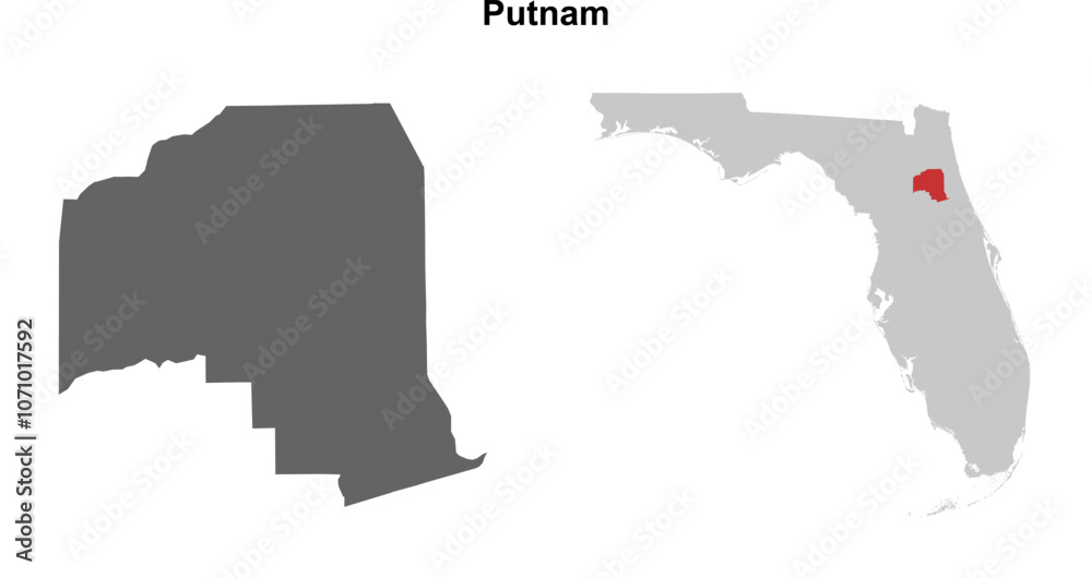 Fototapeta premium Putnam County (Florida) blank outline map set