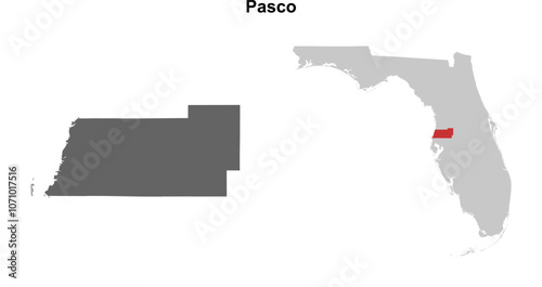 Pasco County (Florida) blank outline map set