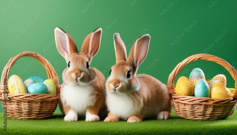 Two bunnies & Easter eggs Two bunnies & Easter eggs