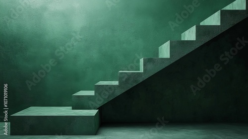 Modern Green Staircase with Textured Wall