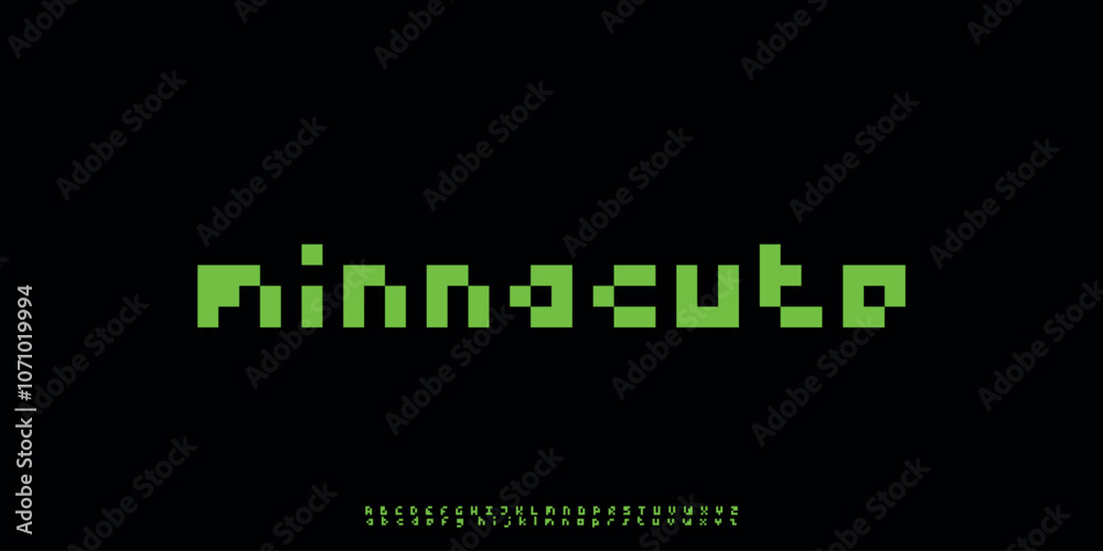 Fototapeta premium Vector Pixel Alphabet Font Set with Latin Letters 