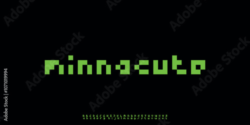 Vector Pixel Alphabet Font Set with Latin Letters
