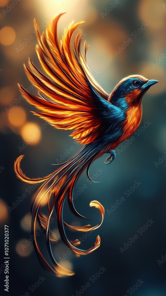 Obraz premium Majestic Bird with Flowing Feathers 