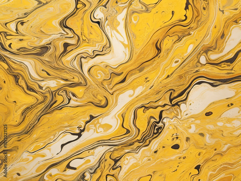 Stunning Yellow Marbling Art Stunning Yellow Marbling Art