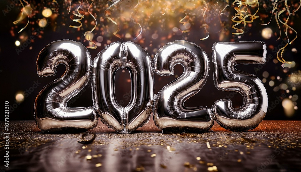 2025 Silvesterparty mit funkelnden Ballons und Sekt 2025 Silvesterparty mit funkelnden Ballons und Sekt