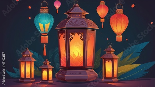 Holiday lanterns Diwali texture background