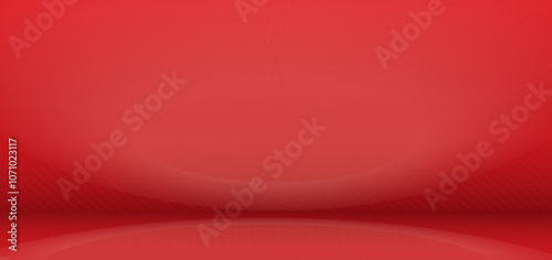 Abstract gradient podium background. Red empty 3d studio backdrop. Clean scene for product presentation. Christmas or New Year mockup template. Vector illustration.