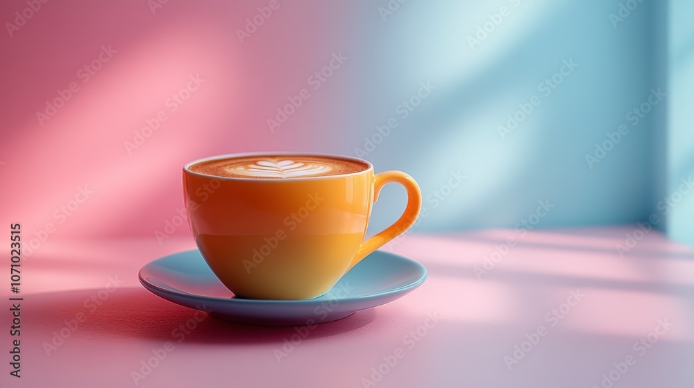 Aromatic Latte Art in a Vibrant Cup Aromatic Latte Art in a Vibrant Cup