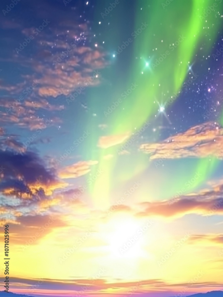 Fototapeta premium Aurora Borealis Sunrise Panorama