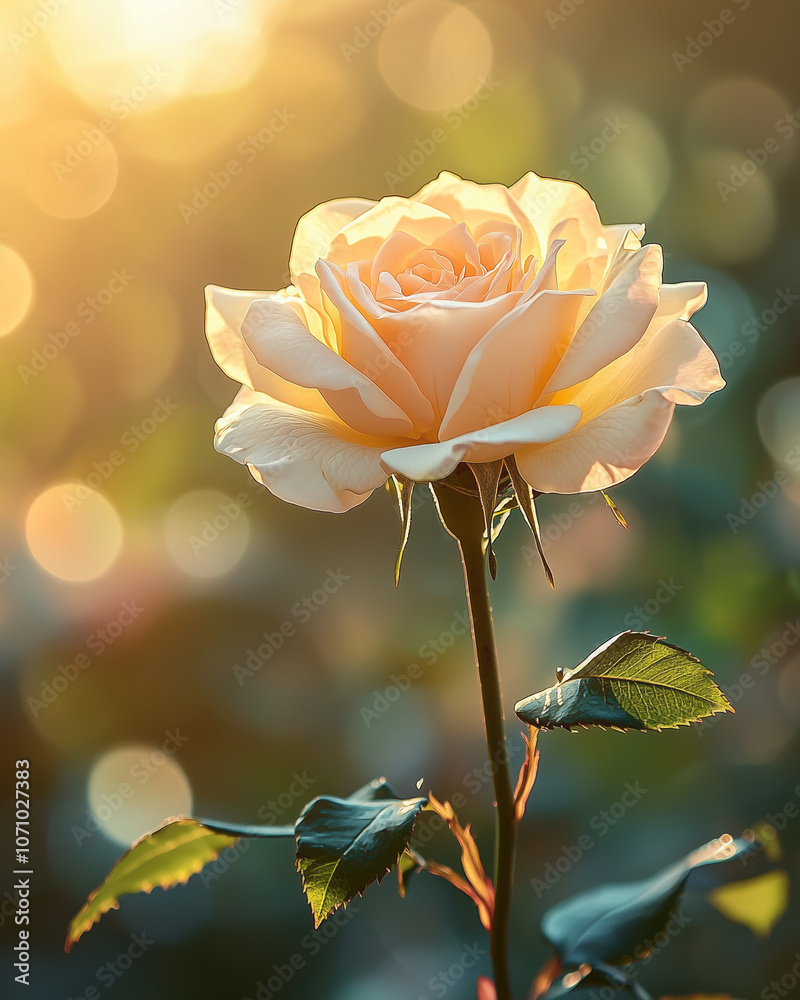 Obraz premium Rose Épanouie en Gros Plan avec Effet Bokeh
