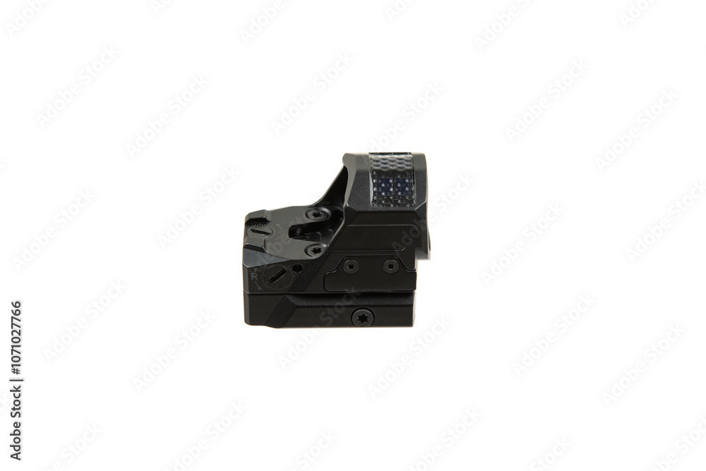 Modern optical collimator sight. Aiming device for shooting at short distances. Isolate on a white back. Modern optical collimator sight. Aiming device for shooting at short distances. Isolate on a white back.
