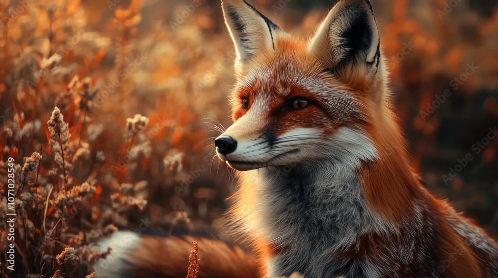 Fototapeta premium Red Fox in Autumnal Landscape