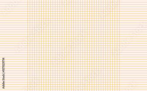 Graph paper. Printable squared grid paper with color horizontal lines. Geometric background for school, textures, notebook, diary. Realistic lined paper blank size reversal A5