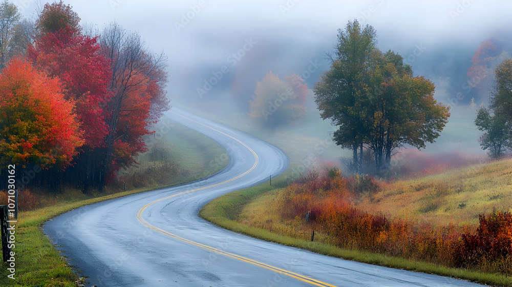 Fototapeta premium road in autumn forest
