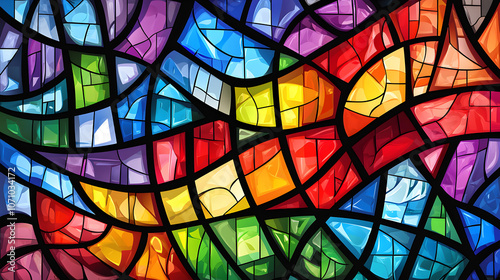 Colorful Stained Glass Wallpaper with Abstract Artistic Patterns and Vibrant Textures