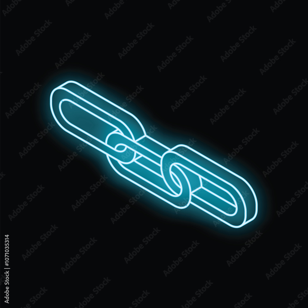 Obraz premium Neon blue chain glowing in the dark representing concepts like connection, strength and union