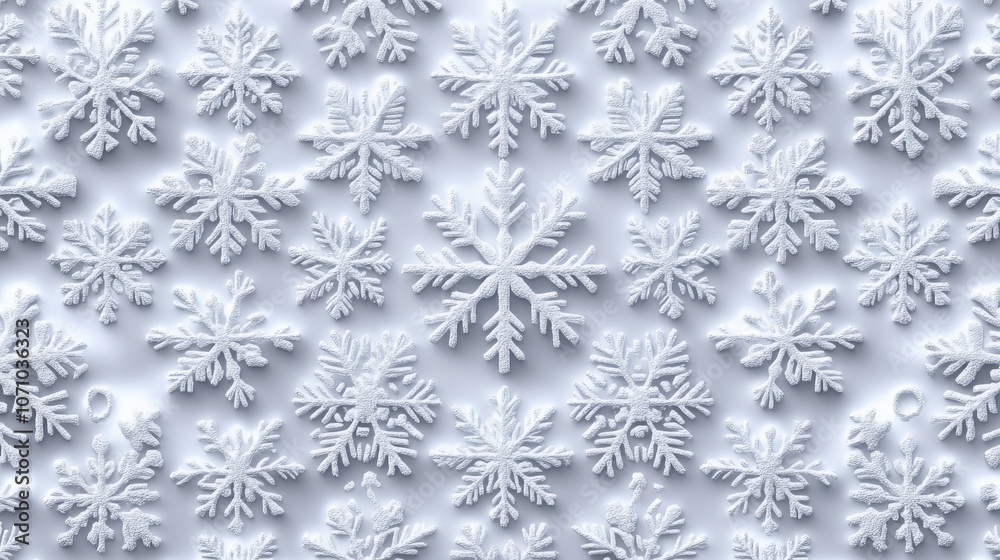 A detailed arrangement of intricate snowflakes on a soft white background, celebrating winter's beauty. A detailed arrangement of intricate snowflakes on a soft white background, celebrating winter's beauty.