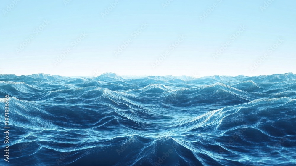 A mesmerizing view of tranquil ocean waves under a clear blue sky. A mesmerizing view of tranquil ocean waves under a clear blue sky.