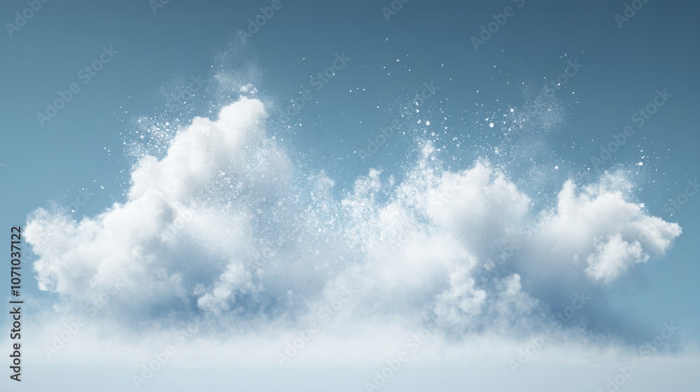 A beautiful, fluffy cloud formation against a clear blue sky, creating a serene and tranquil atmosphere. A beautiful, fluffy cloud formation against a clear blue sky, creating a serene and tranquil atmosphere.