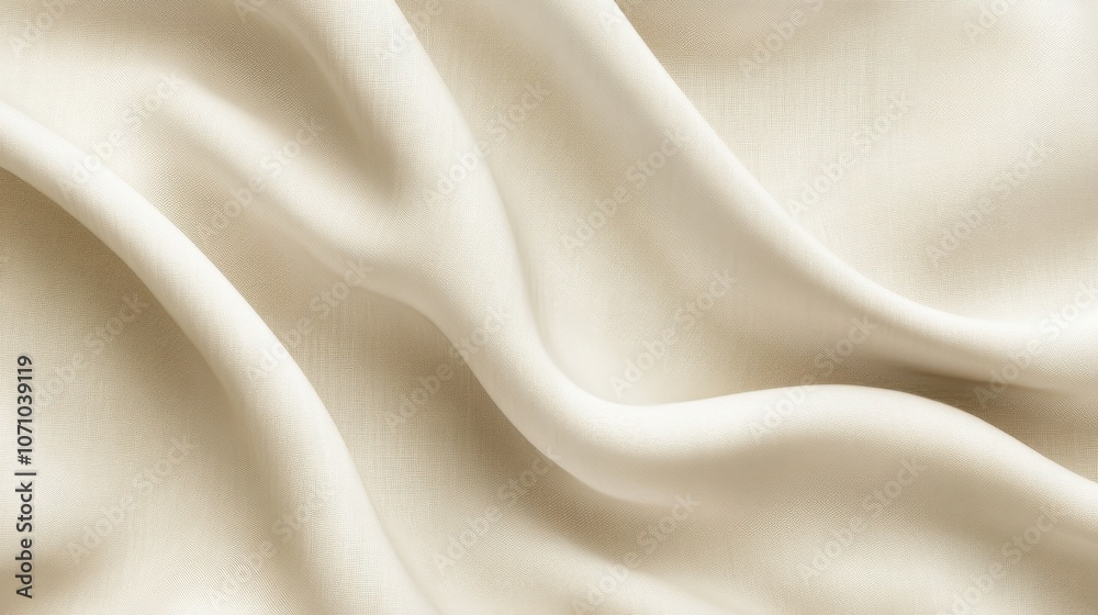 Obraz premium A smooth, flowing fabric in a soft cream color, showcasing elegant waves and textures.