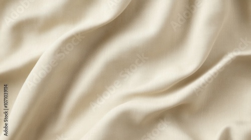 Soft cream fabric drapes elegantly, showcasing gentle waves and texture, perfect for various design applications.