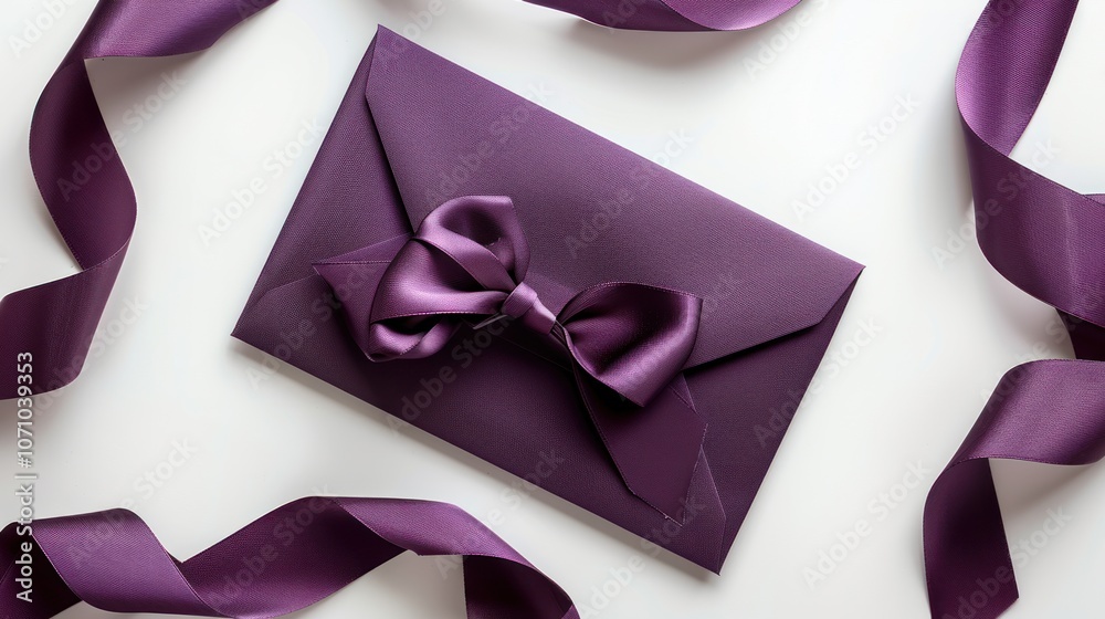 Fototapeta premium Purple Envelope with Satin Ribbon