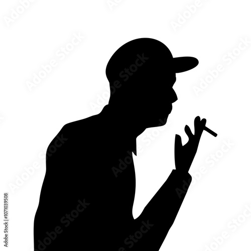silhouette of a person smoking