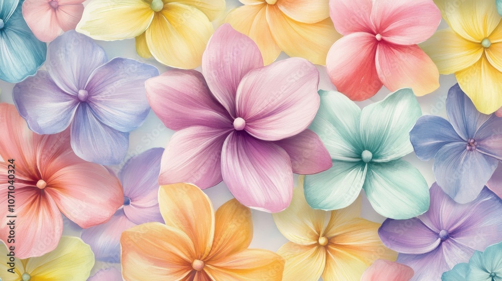 A vibrant array of pastel flowers in soft shades of pink, blue, yellow, and purple, creating a cheerful backdrop. A vibrant array of pastel flowers in soft shades of pink, blue, yellow, and purple, creating a cheerful backdrop.